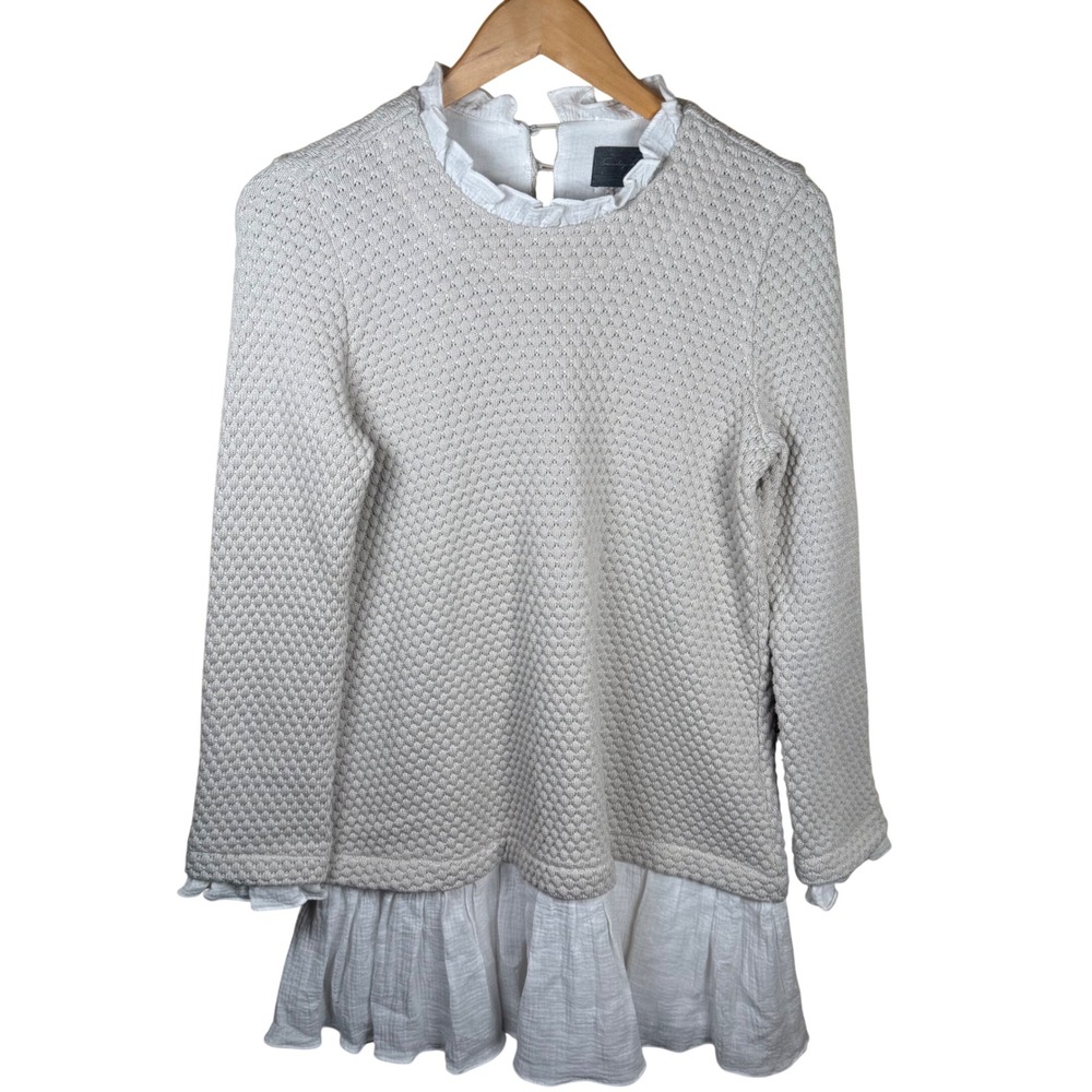 Sunday‎ in Brooklyn Layered Sweater Top Womens S Beige Ruffle Hem Peplum Knit